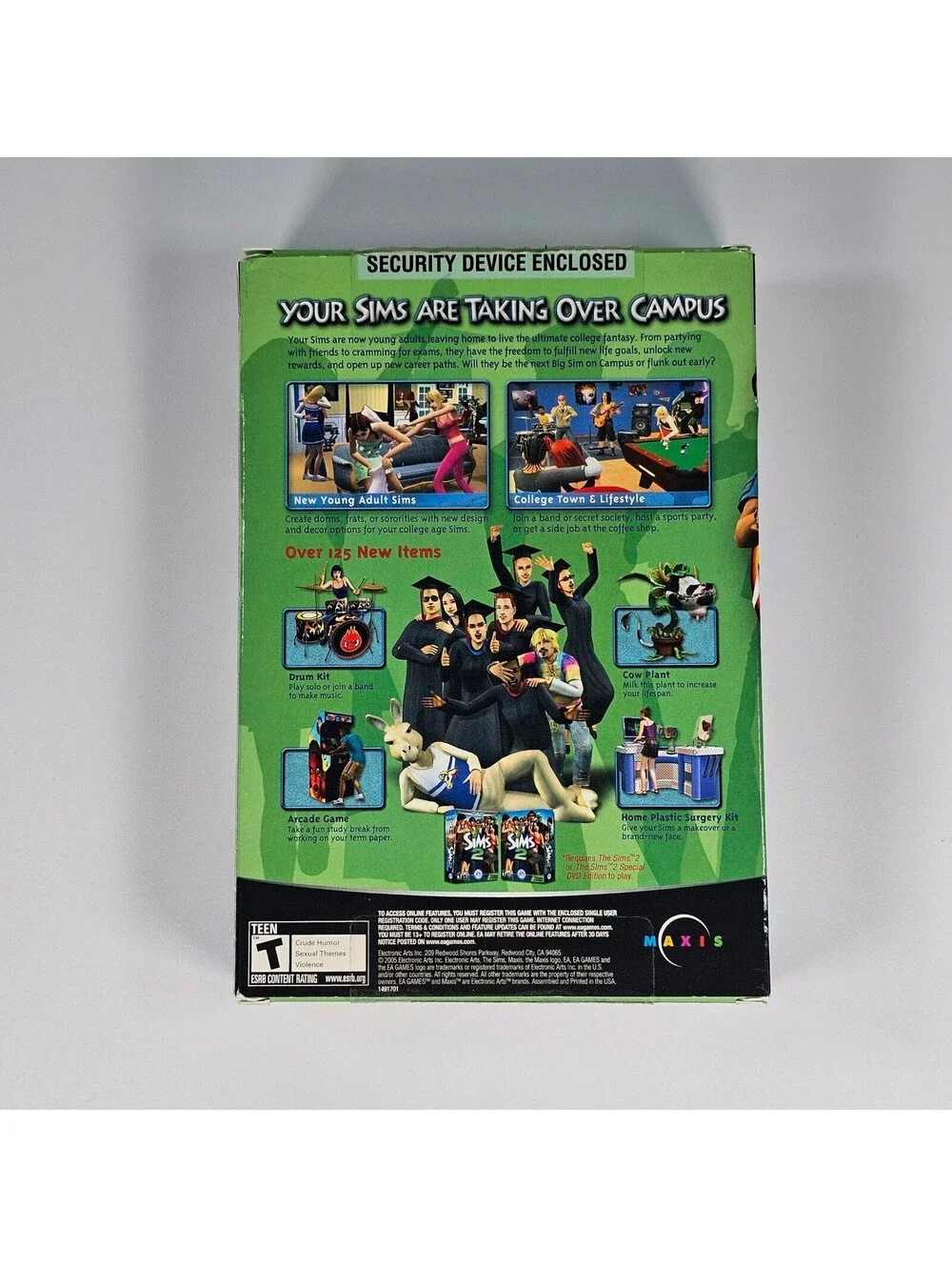 The Sims 2 University PC Big Box Expansion Pack Nightlife Disk 1 Manuals Lot